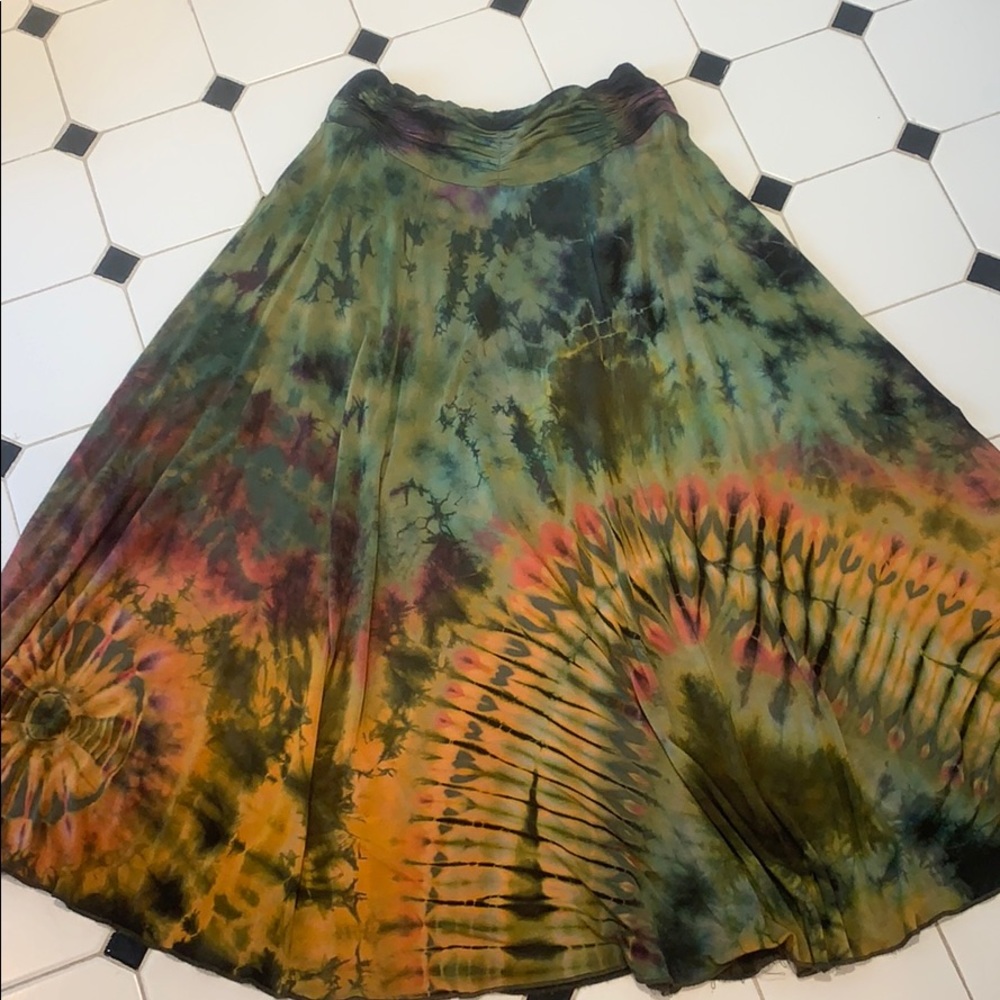 Ankle length (36”) tie dye rayon skirt